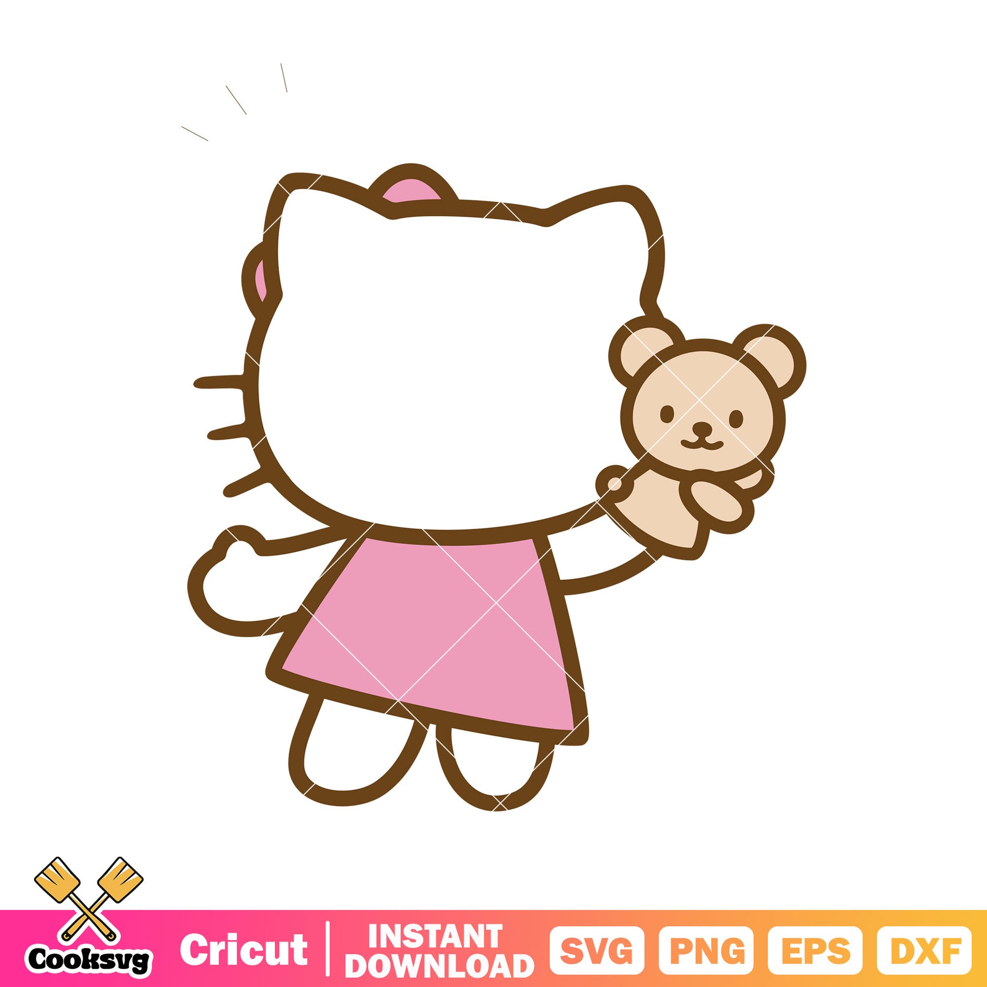 Hello kitty with teddy bear svg, hello kitty care bear​ svg