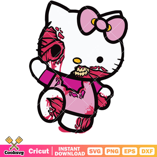 Hello kitty zomnbie halloween svg, hello kitty halloween​ svg