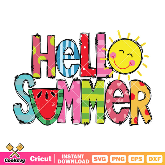 Hello the summer svg design, hello summer​ svg, summer time svg