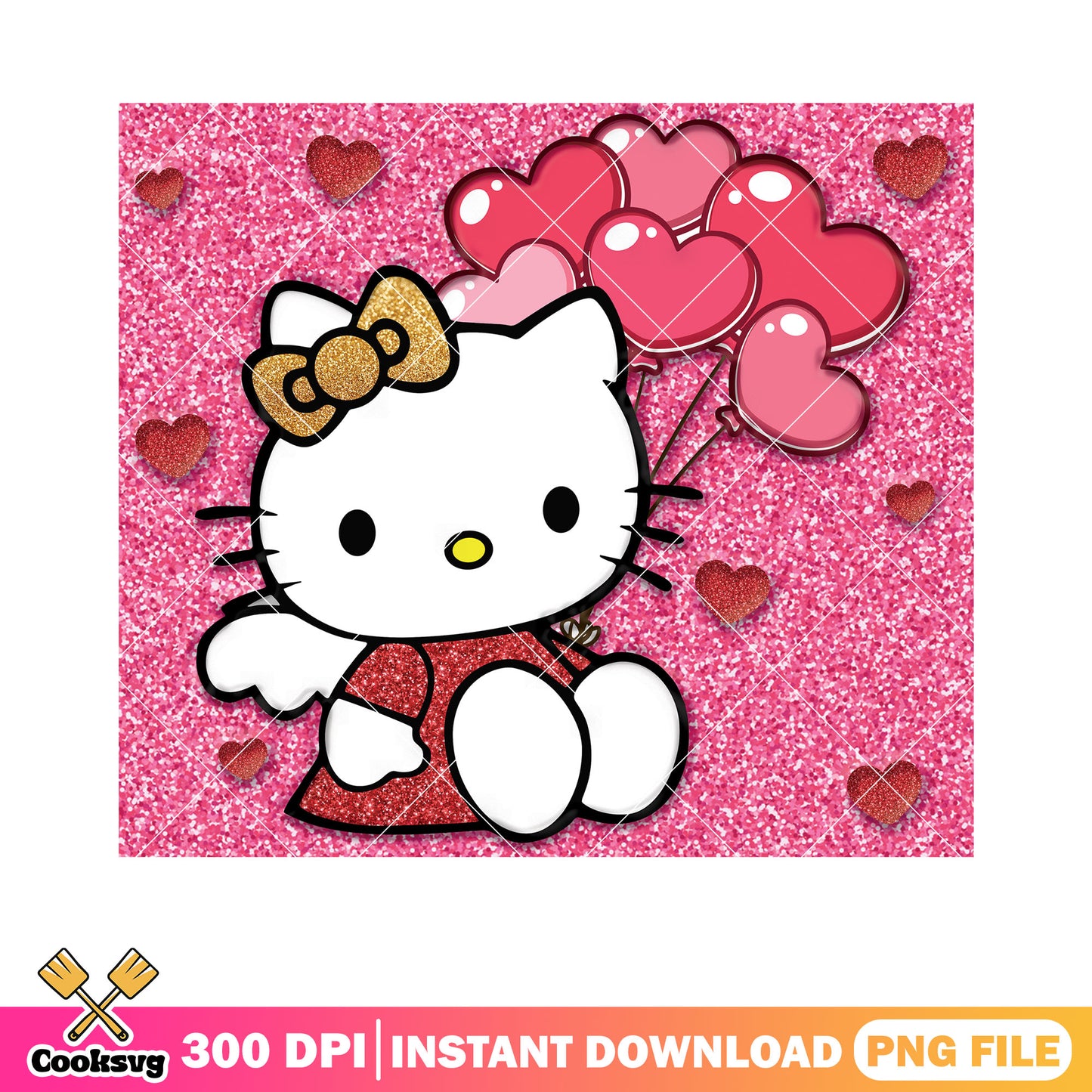 Hello valentine kitty png, happy valentine day png, valentine sanrio png