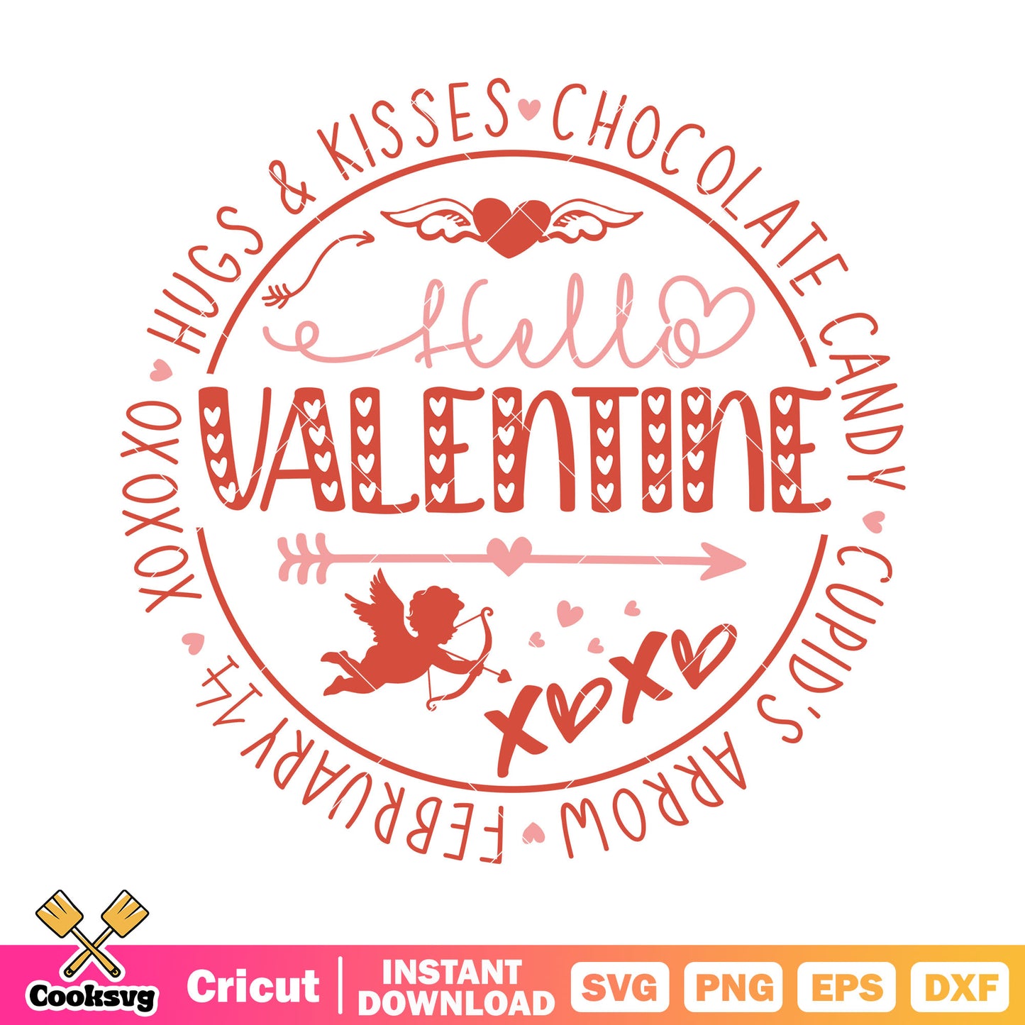 Hello valentine xoxo cupid svg, xoxo valentine svg, cupid valentine svg