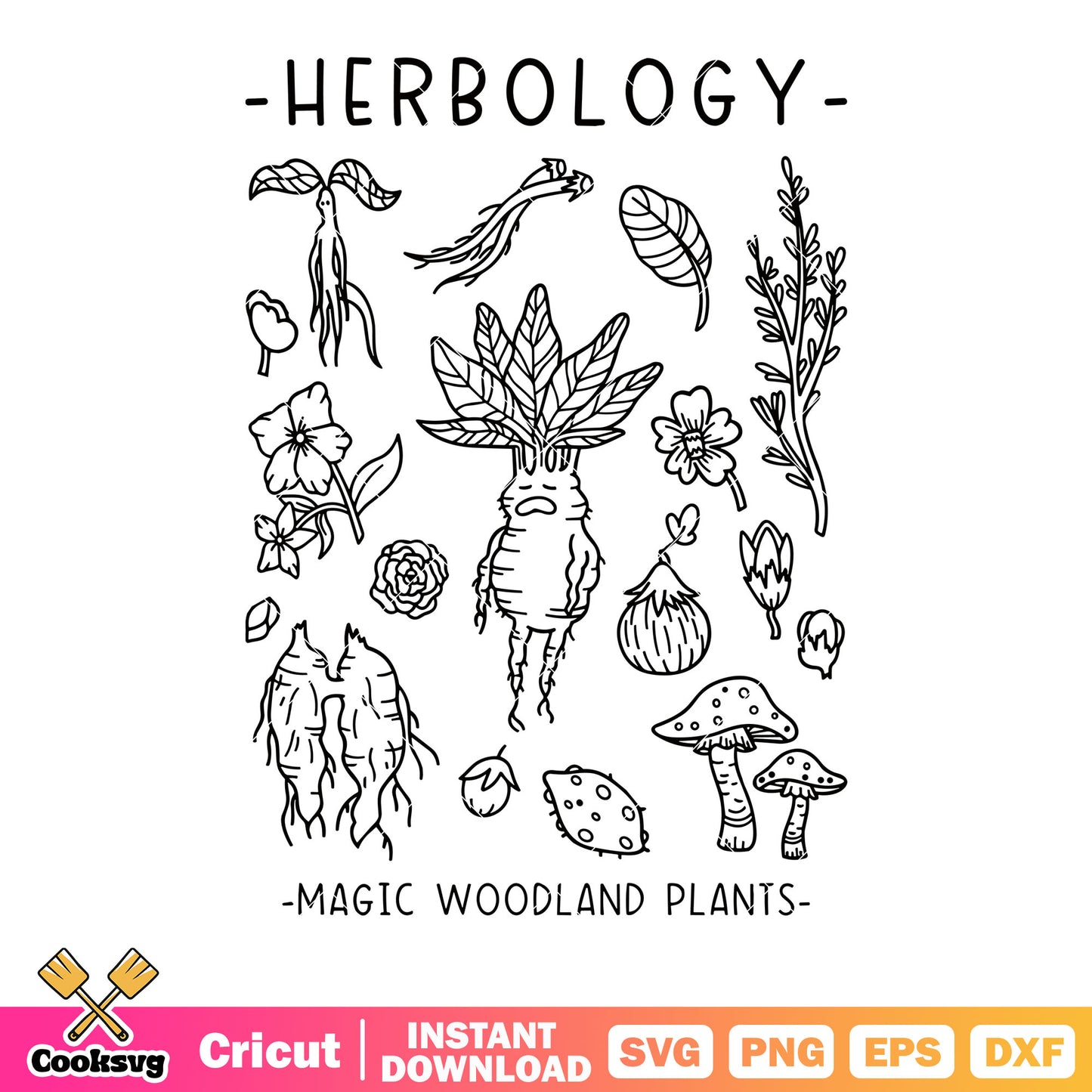 Herbology magic woodland plants svg, mushroom svg, potato  svg