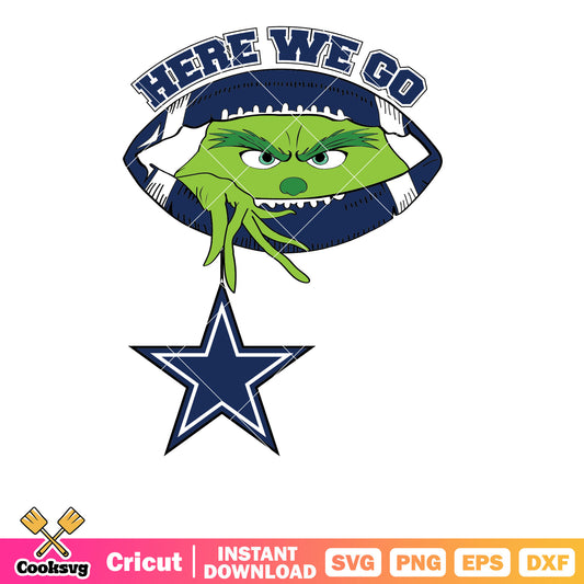 Here We Go Grinch Dallas Cowboys SVG