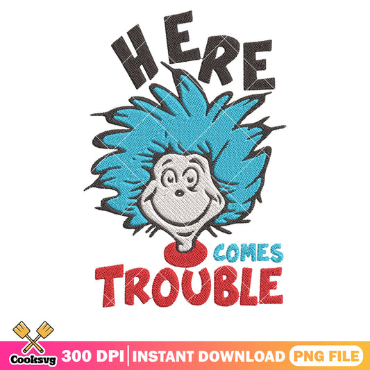 Here come trouble dr seuss thing one png, here comes trouble​ png