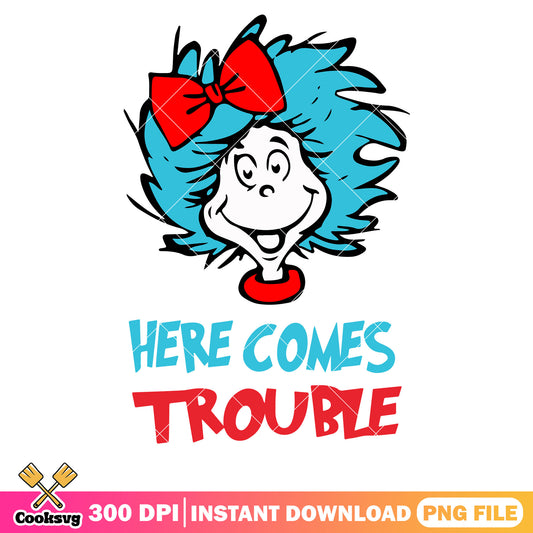 Here come trouble thing dr seuss png, dr seuss thing one png