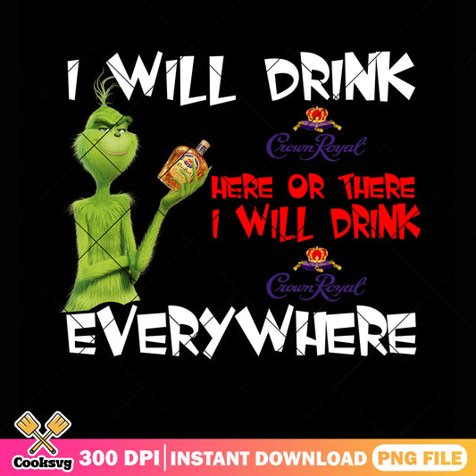 Here or there i will drink png, merry christmas png, crown royal png