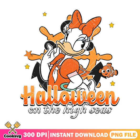 High seas with daisy png, halloween day png, cartoon daisy png