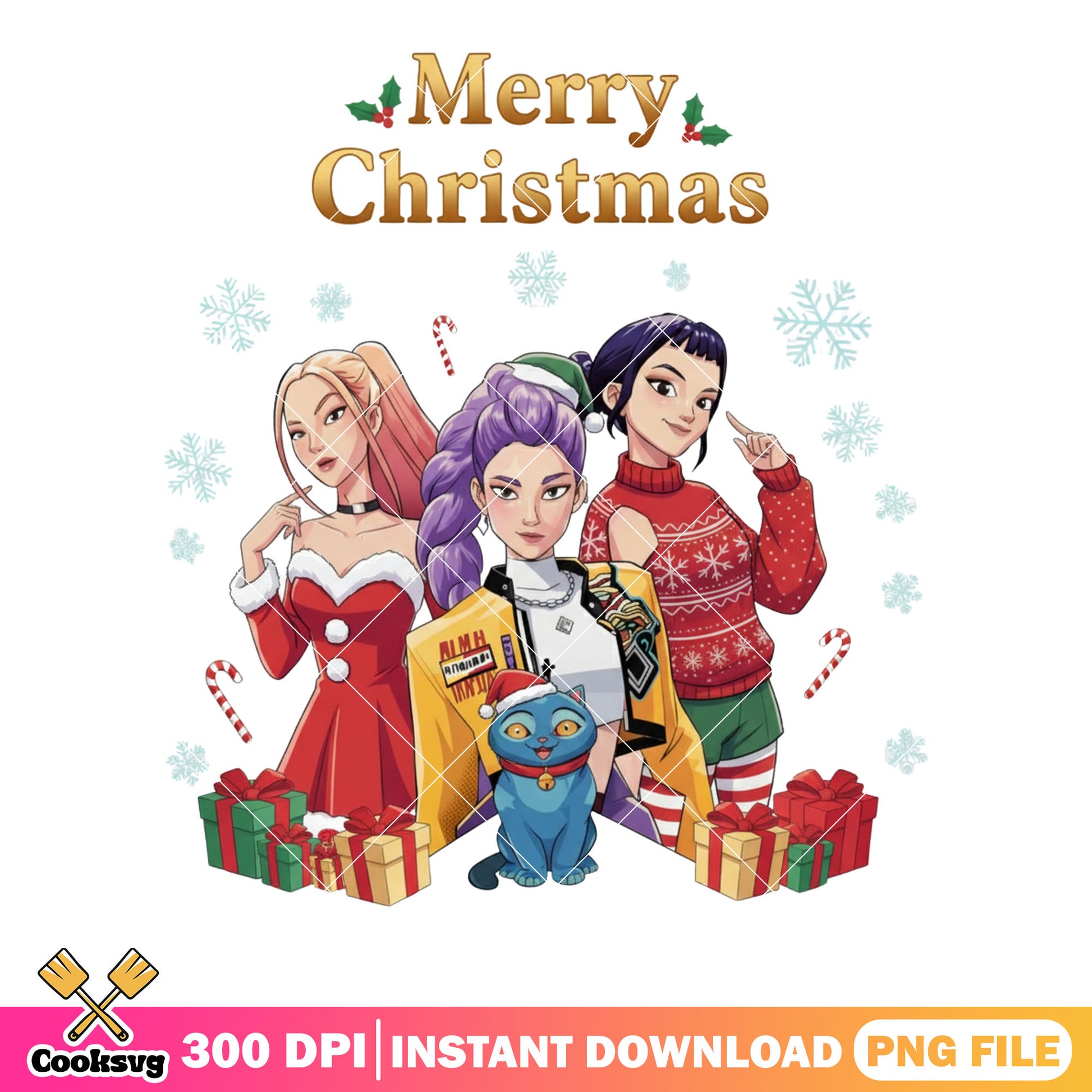 Hintrix christmas vibe png, kpop demon hunter png, gifts chrismas png