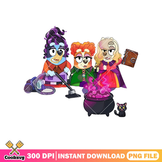 Hocos pocus with bluey dog magic png, bluey costume​ png, bluey friends png