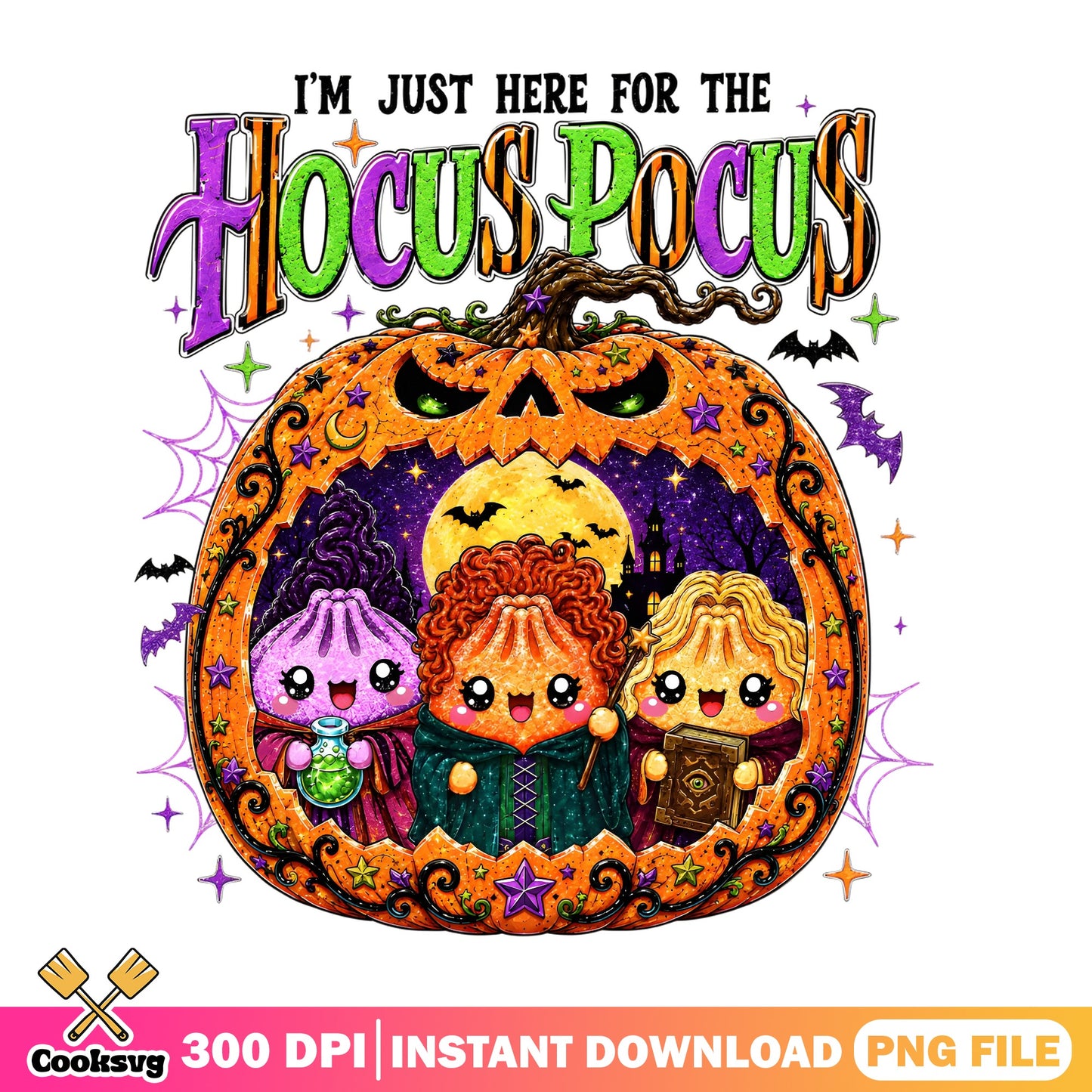Hocus Pocus Sanderson Sisters PNG, Halloween Pumpkin PNG, Witch PNG