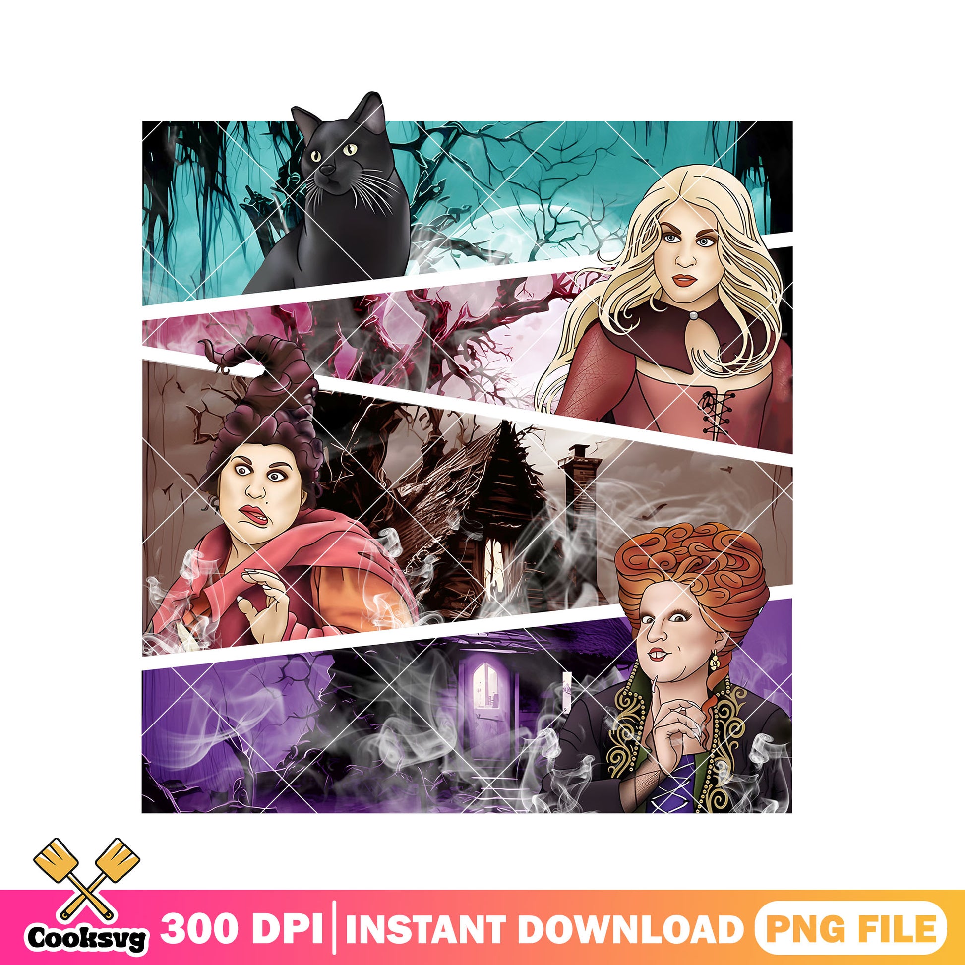 Hocus pocus merch design png, halloween decor png, american vintage​ png