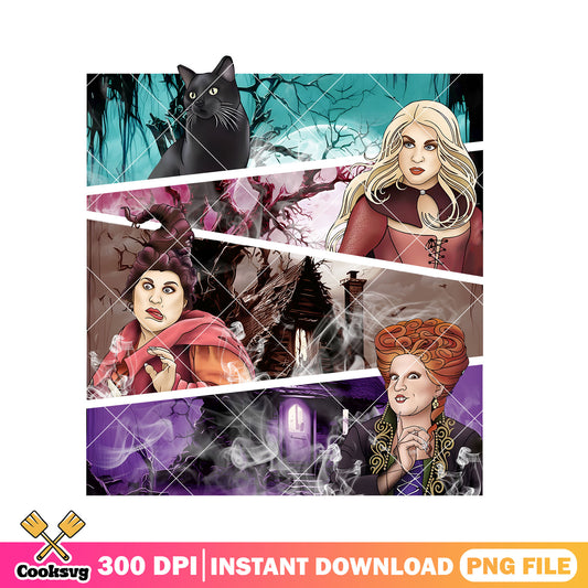 Hocus pocus merch design png, halloween decor png, american vintage​ png