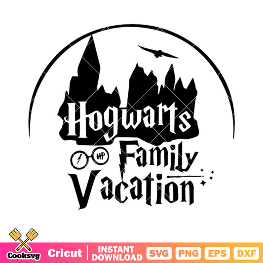 Hogwarts family vacation svg, spooky castle svg, starry night svg