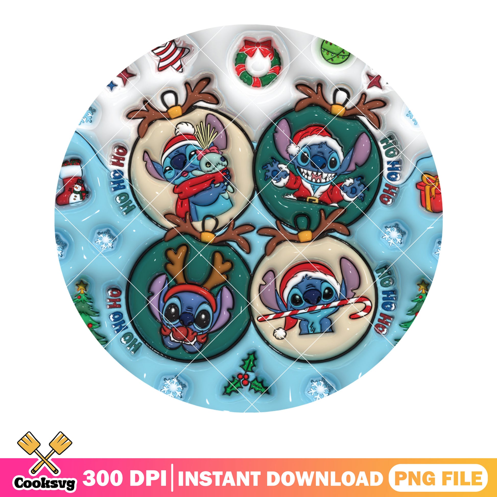 Ho ho ho Stich png, lilo and stitch png, christmas wreath png
