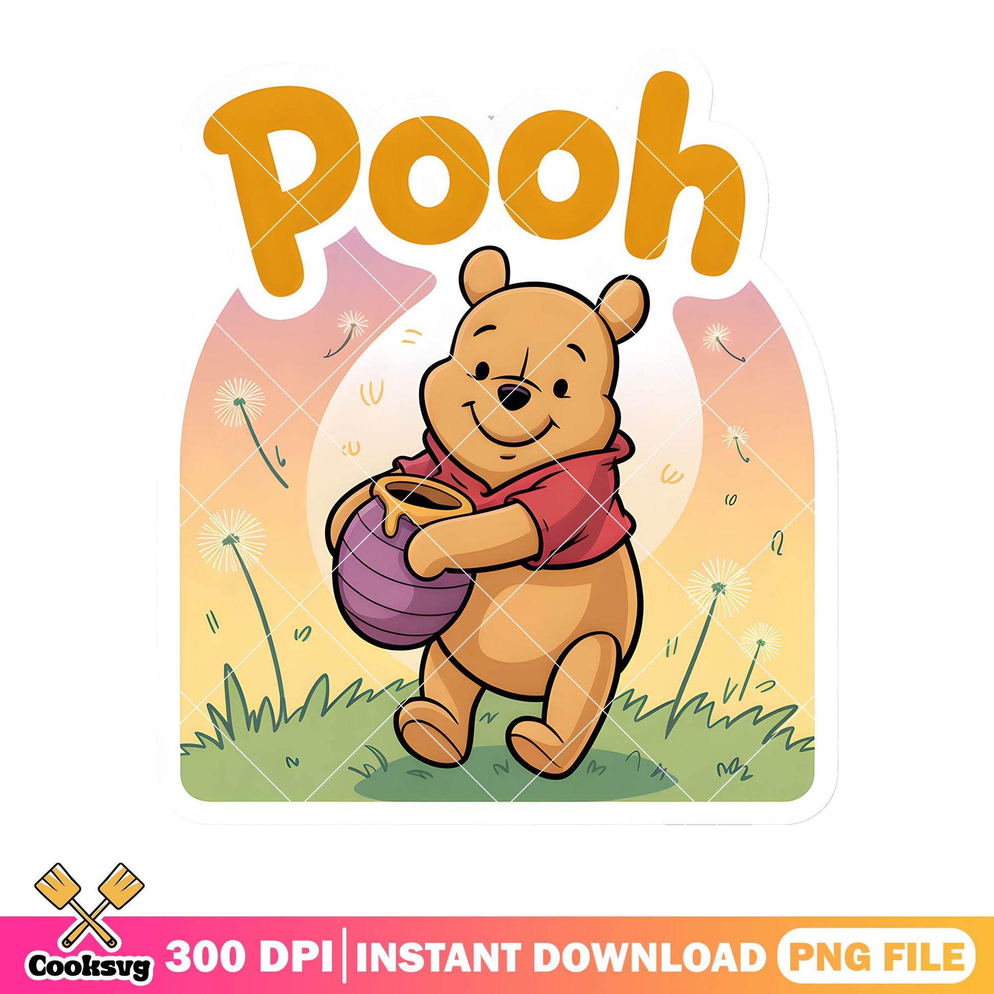 Honey pooh bear classic png, vintage pooh png, disney poster png