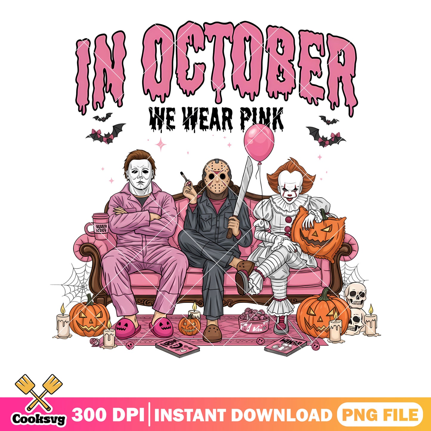 Honor pink october scary png, fredy krueger  png, scary halloween png