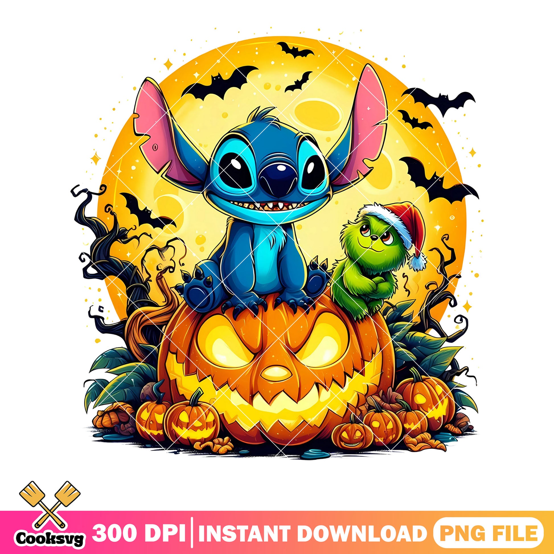 Horrible jack o lantern png, stitch and lilo png, spooky halloween png