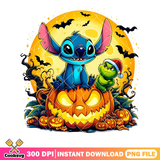 Horrible jack o lantern png, stitch and lilo png, spooky halloween png