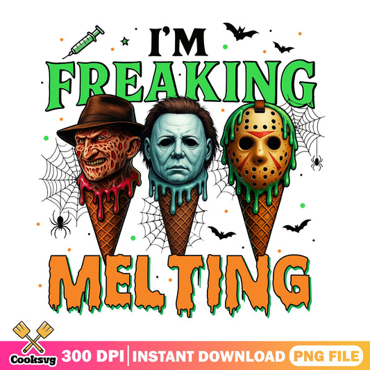 Horror Characters Ice Cream PNG, Halloween PNG, Freaking Melting PNG