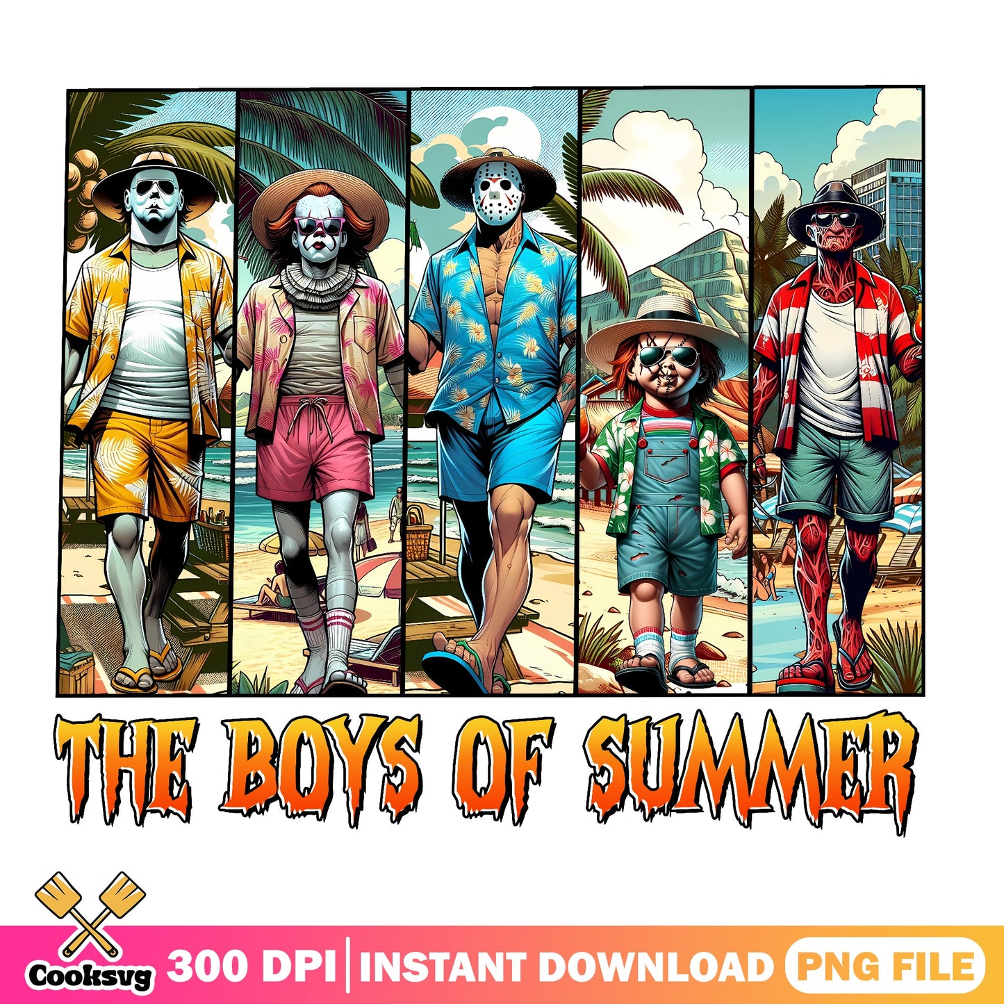 Horror Characters Summer Beach PNG, Boys Of Summer PNG, Halloween PNG