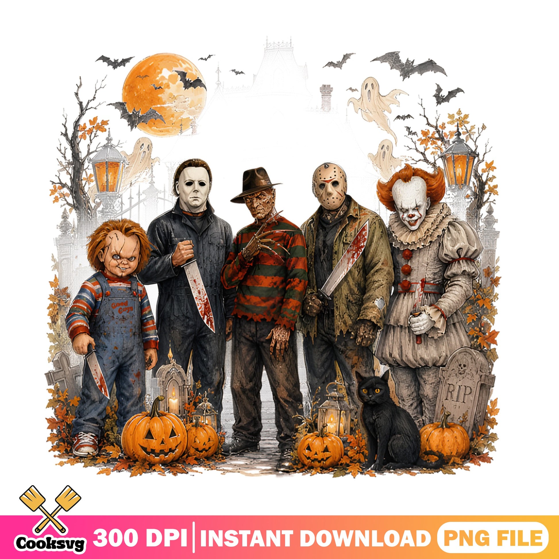 Horror Movie Characters Halloween PNG, Chucky Jason Freddy PNG, Halloween PNG