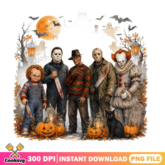 Horror Movie Characters Halloween PNG, Chucky Jason Freddy PNG, Halloween PNG