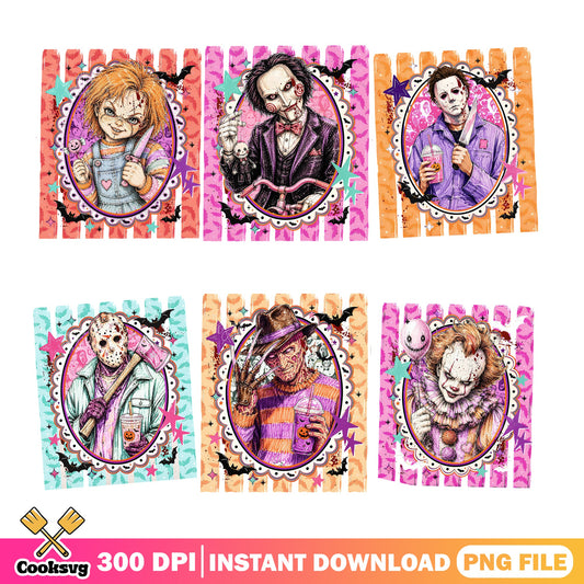 Horror Movie Characters PNG Bundle, Halloween Killers PNG, Chucky Freddy PNG