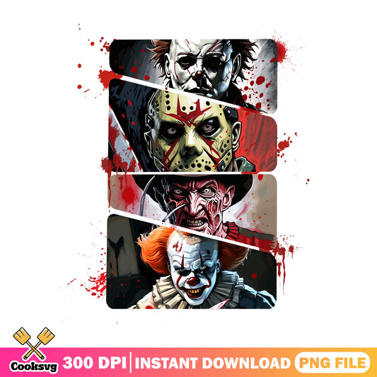 Horror Movie Characters PNG, Halloween Killers PNG, Scary Clown PNG
