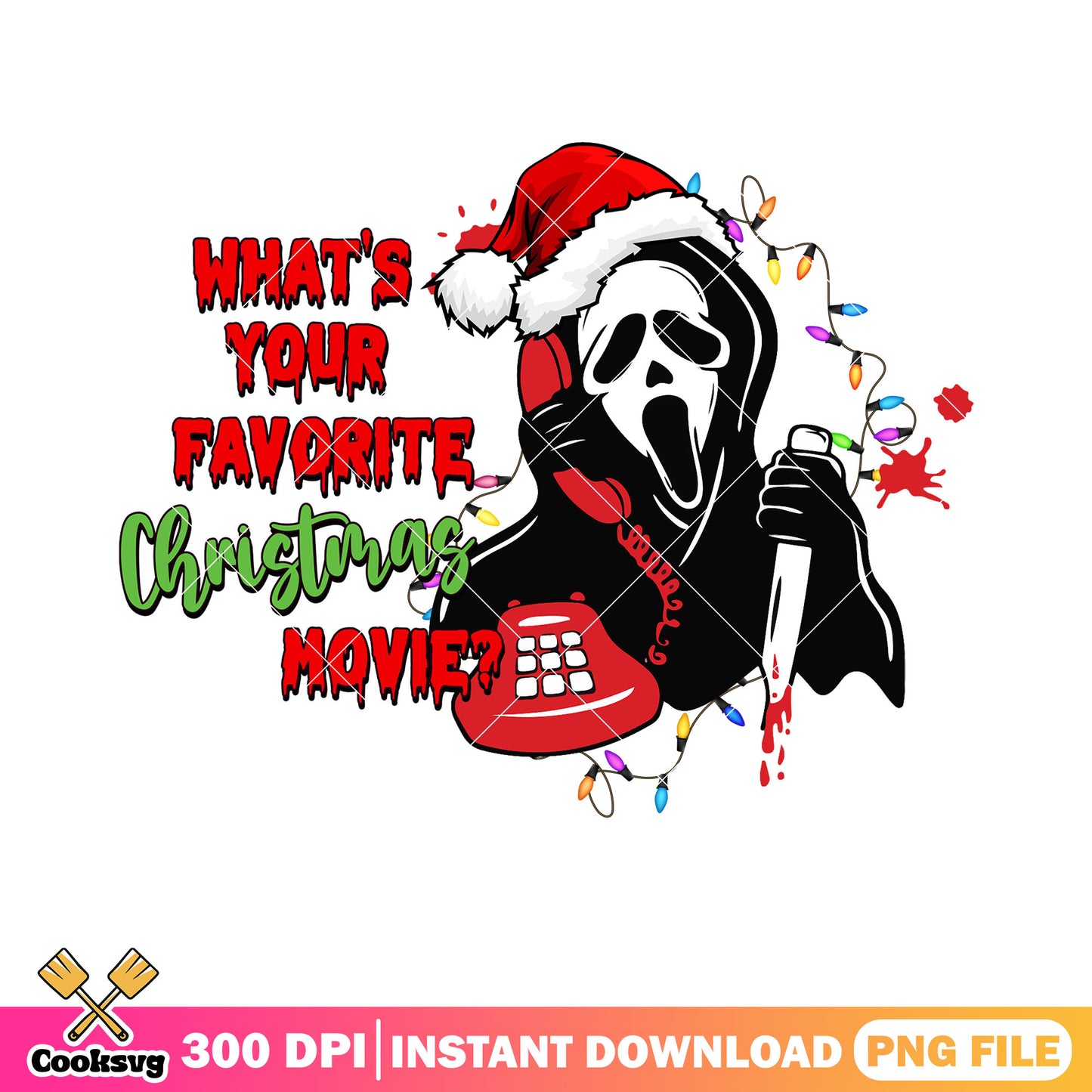 Horror christmas serial killer png, ghost face png, christmas lights png