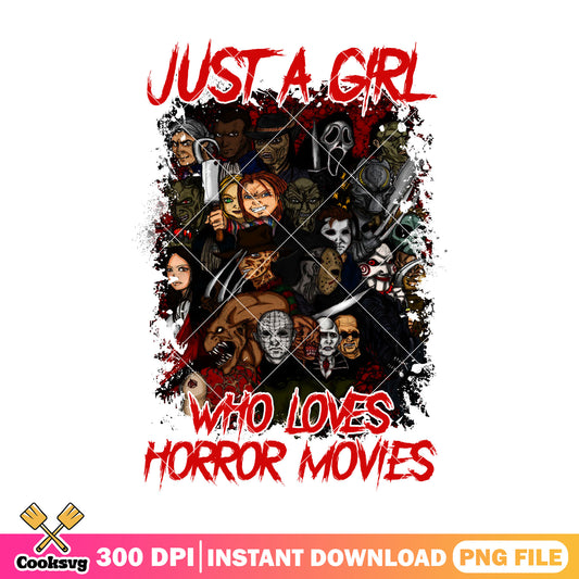 Horror halloween just a girl who loves horror movies png, horror nights png