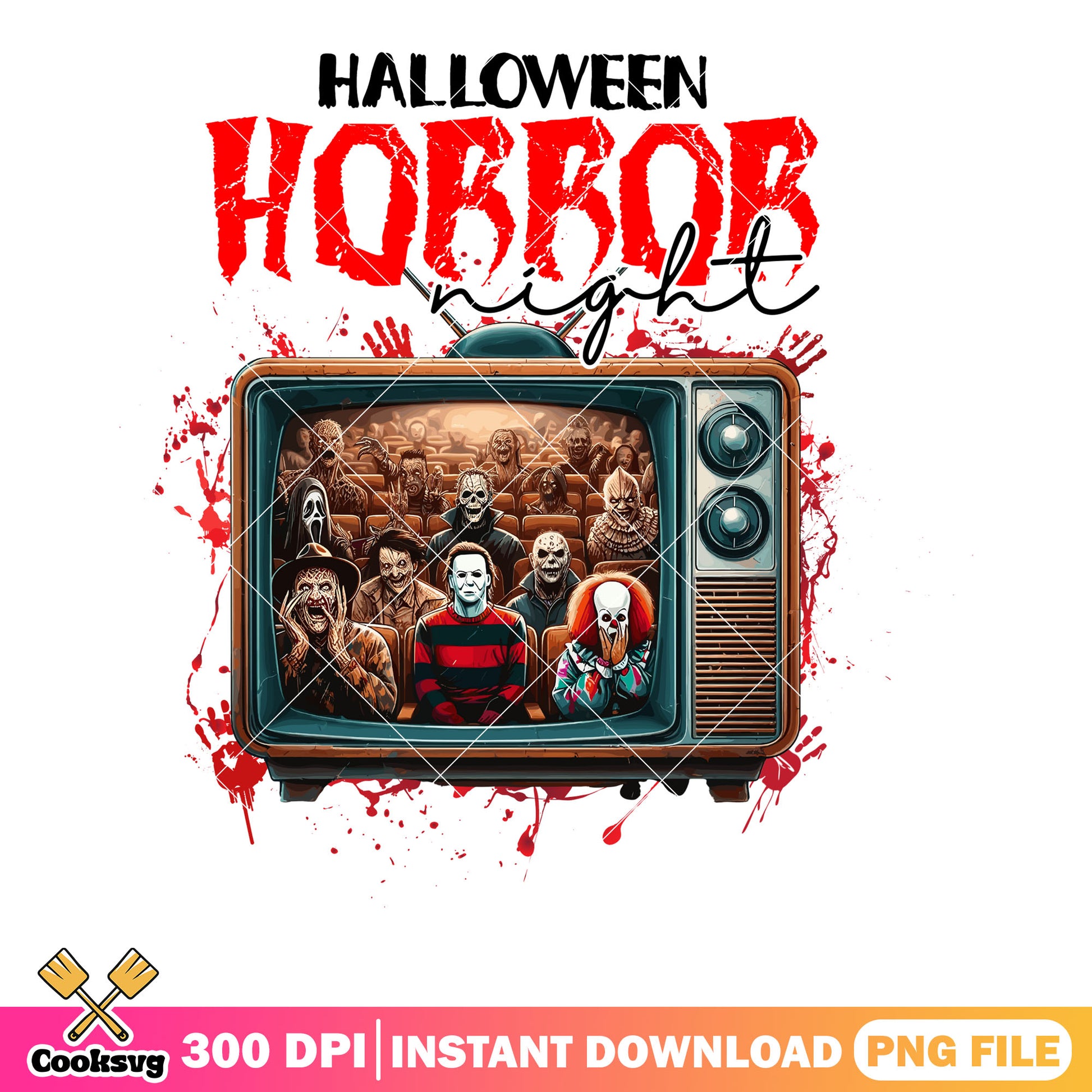 Horror halloween png, 90s television png, scary halloween png