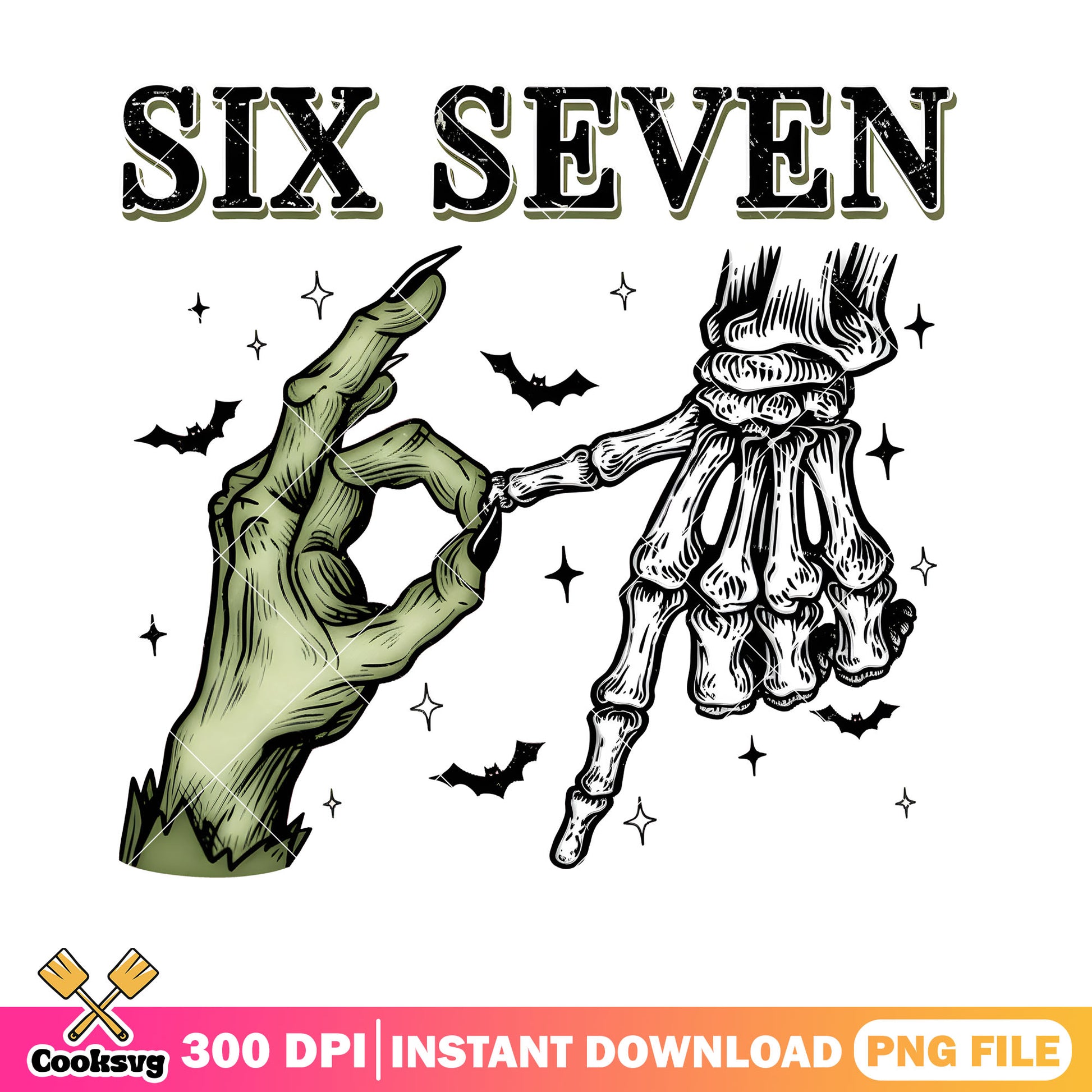 Horror hand six seven png, six seven trend png, halloween 67 png
