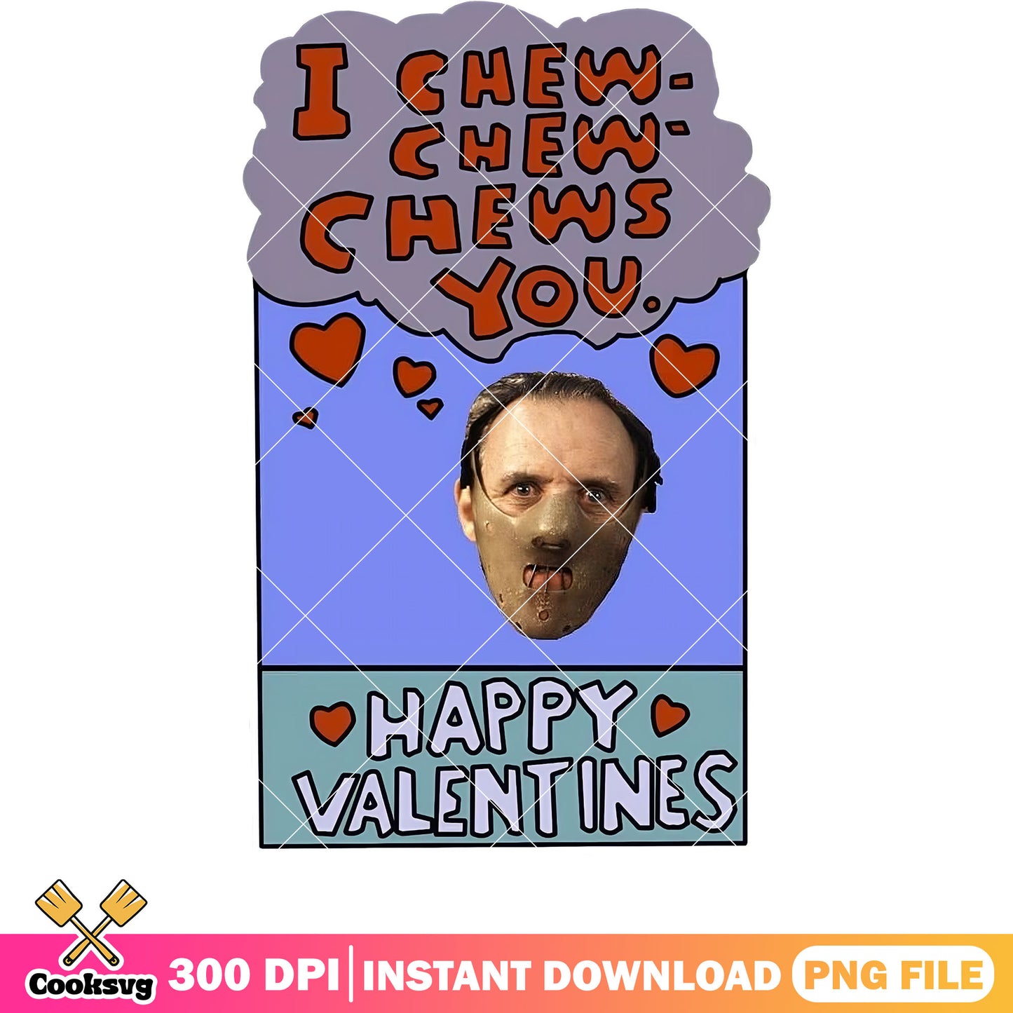 Horror happy valentines I chews you png, horror valentine png