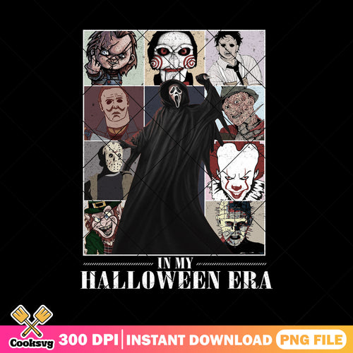Horror icons collage png, halloween costumes png, scary halloween png