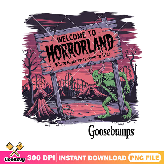 Horrorland welcome png, happy halloween png, halloween land png