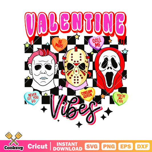 Horror movies valentine vibes svg, horror movies svg, horror valentine svg