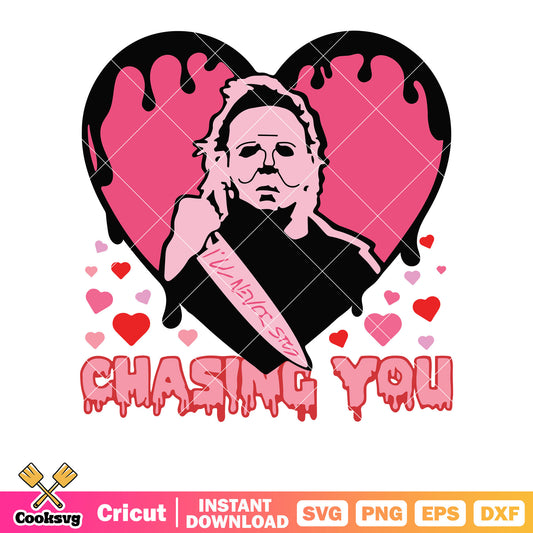 Horror movie valentine chasing you svg, horror movie valentine svg, chasing you​ svg