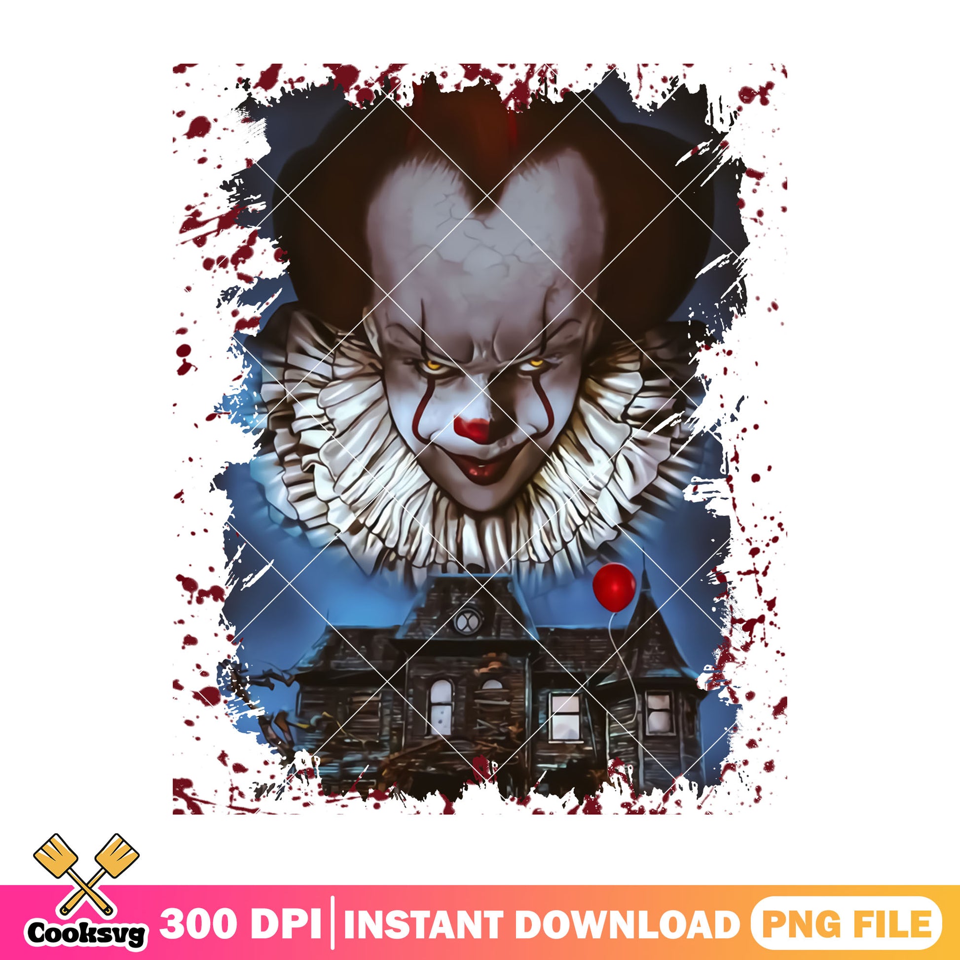 Horror pennywise face design png, halloween movie characters png