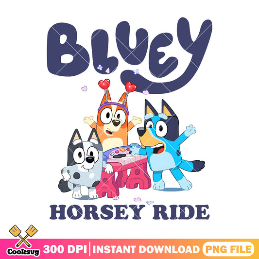 Horsey ride design png, cartoon bluey png, back to school decor png