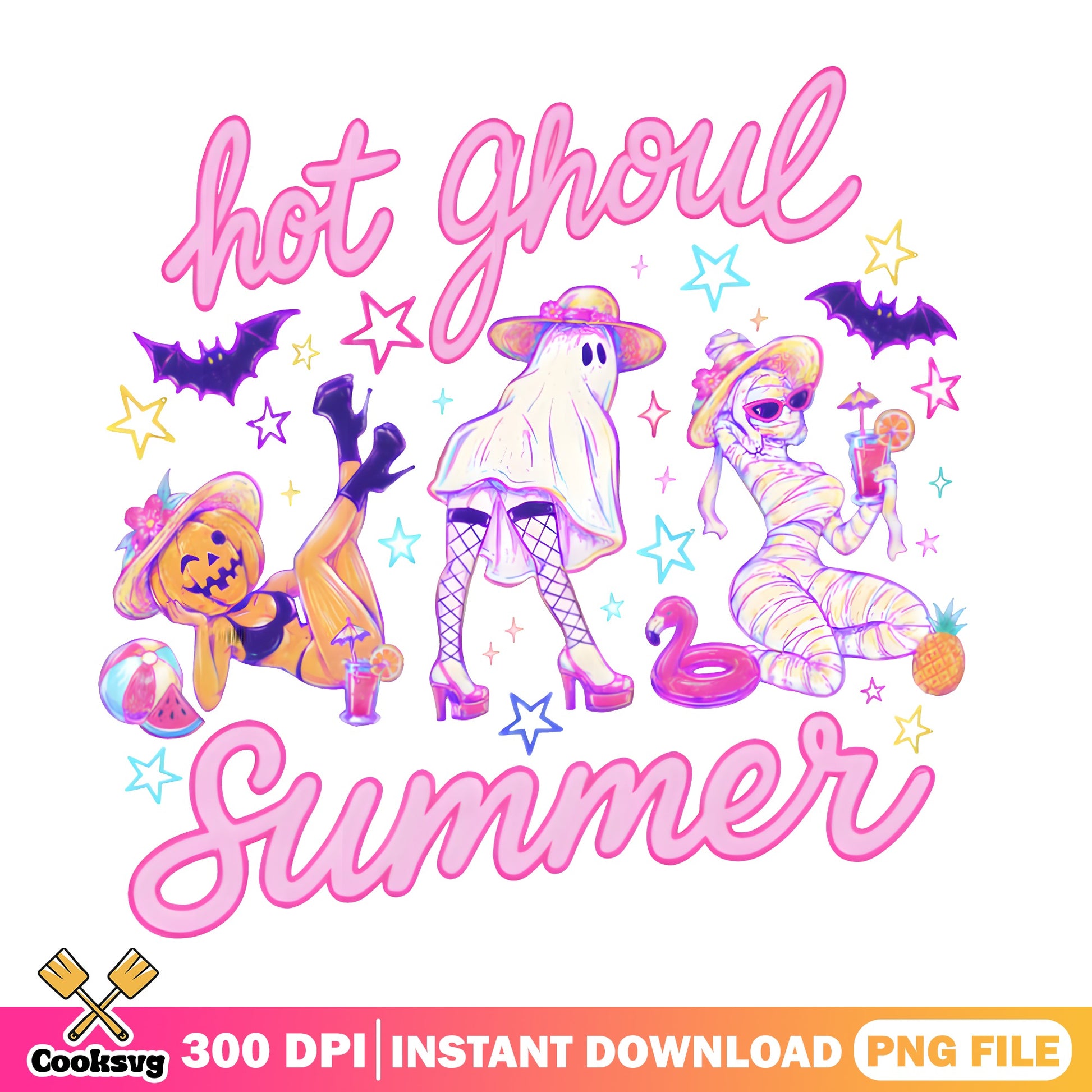 Hot Ghoul Summer PNG, Halloween Ghost Pumpkin, Spooky PNG