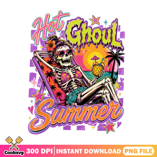 Hot Ghoul Summer PNG, Skeleton Beach Summer PNG, Funny Halloween PNG