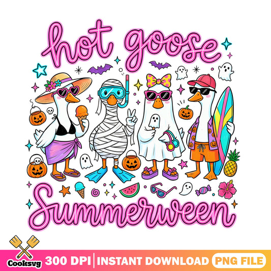 Hot Goose Summerween PNG, Funny Halloween Goose PNG, Summer Halloween PNG