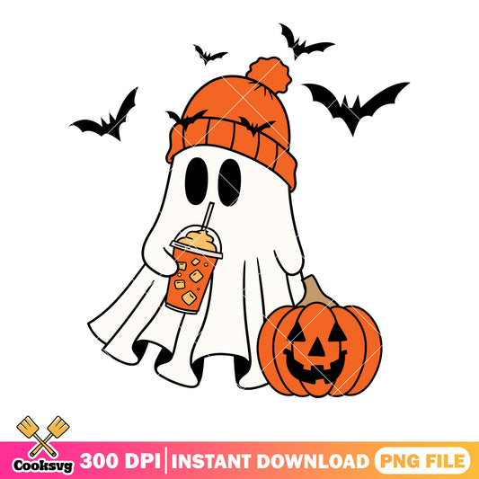Hot chocolate baby ghost png, jack o lantern​ png, halloween scary png