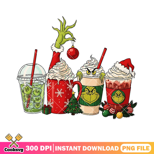 Hot chocolate for christmas night png, the grinch png, christmas png
