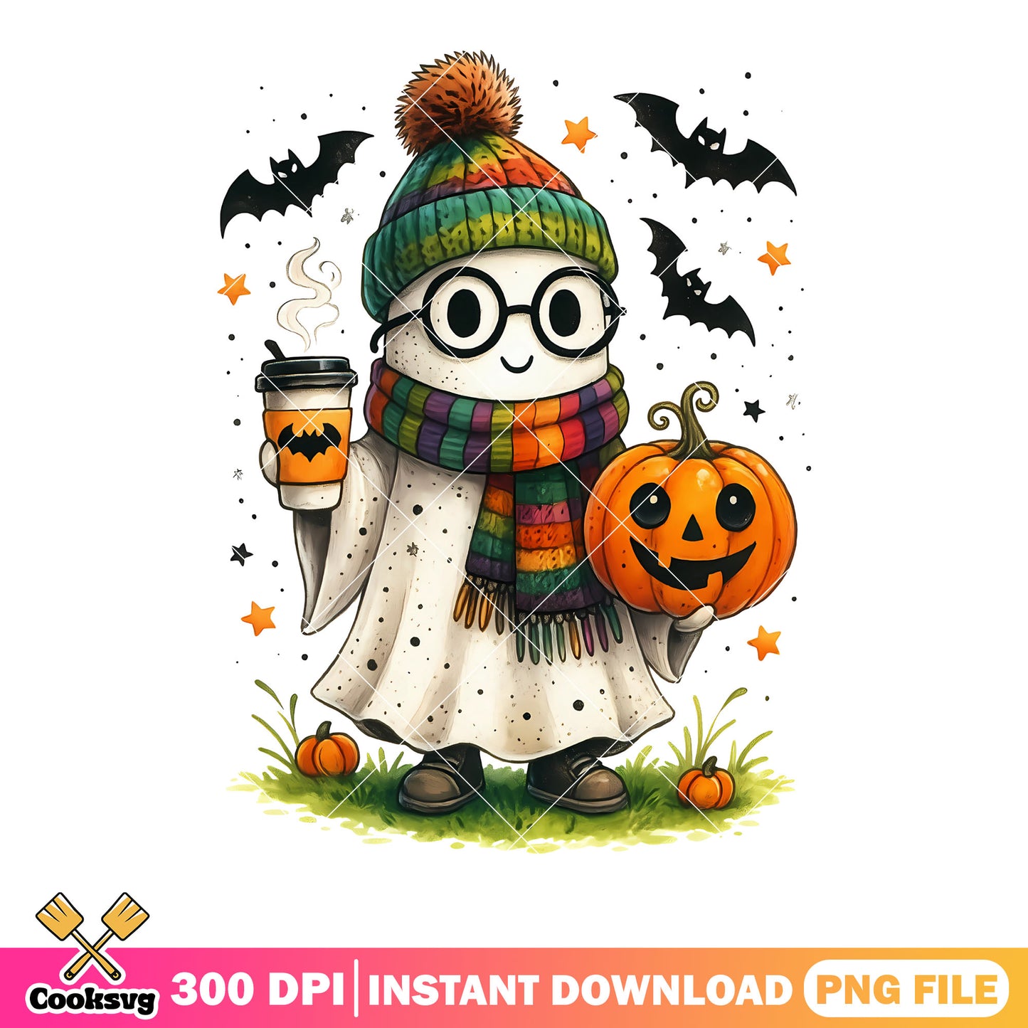 Hot chocolate three bats png, ghost costume png, halloween scary png