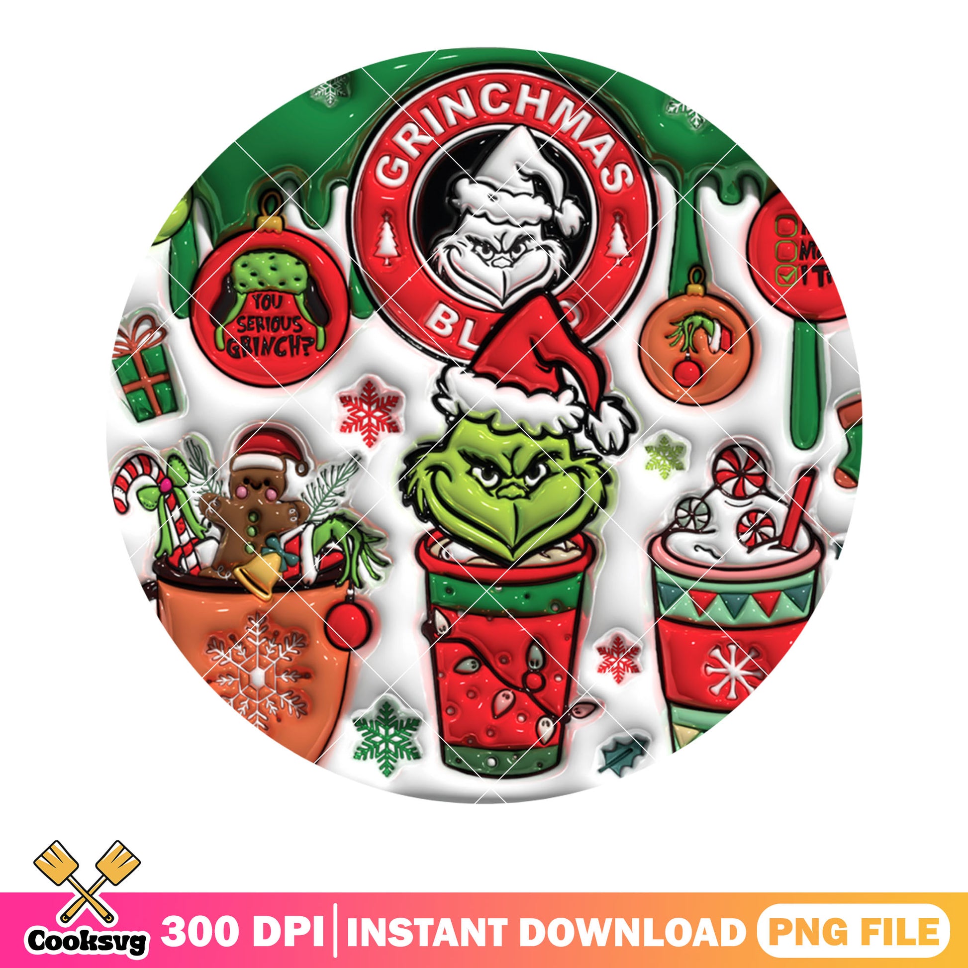 Hot cocoa made grinch relax png, grinchmas png, christmas gifts png