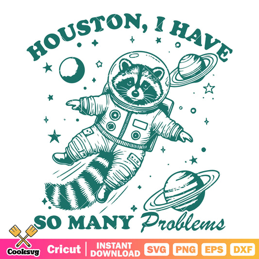 Houston I have so many problem svg, raccoon rocket svg, raccoon quotes​ svg