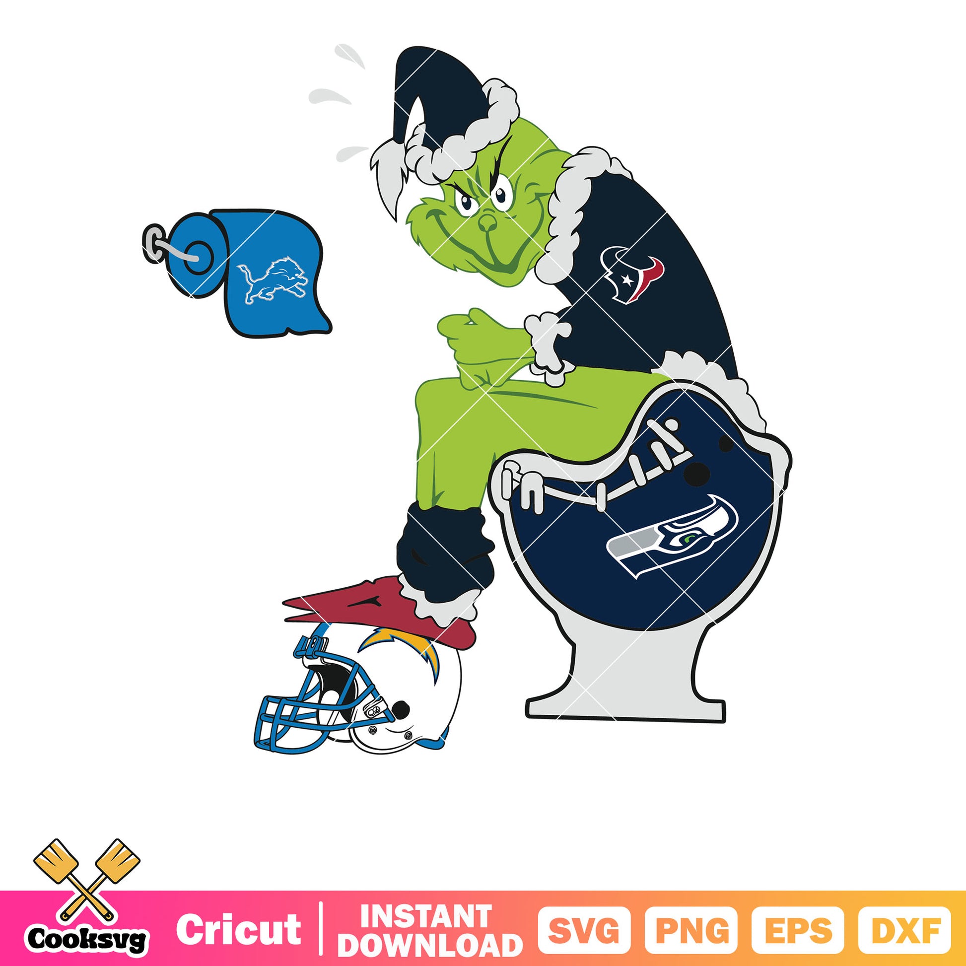 Houston Texans Grinch toilet svg football, grinch sitting on toilet svg