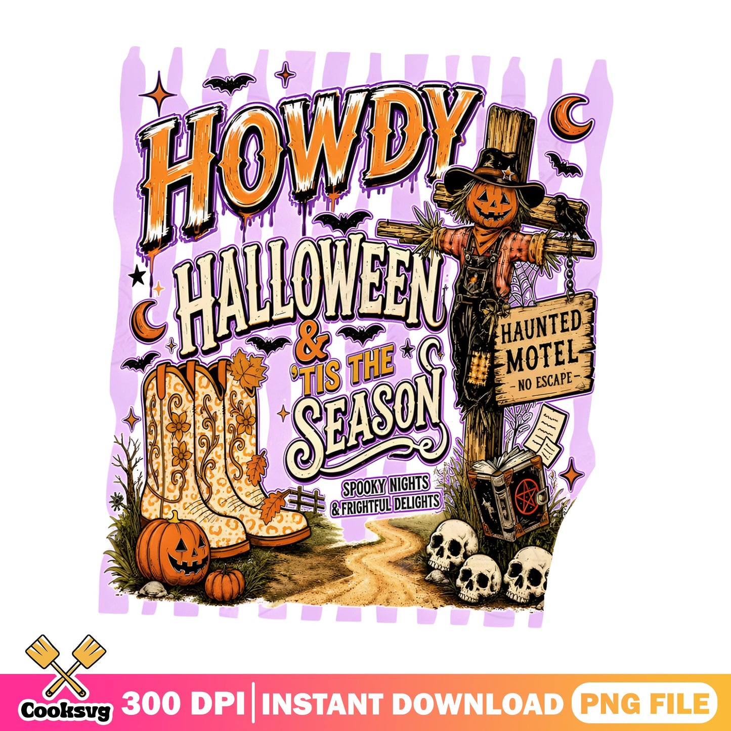 Howdy Halloween Tis The Season PNG, Scarecrow PNG, Spooky PNG