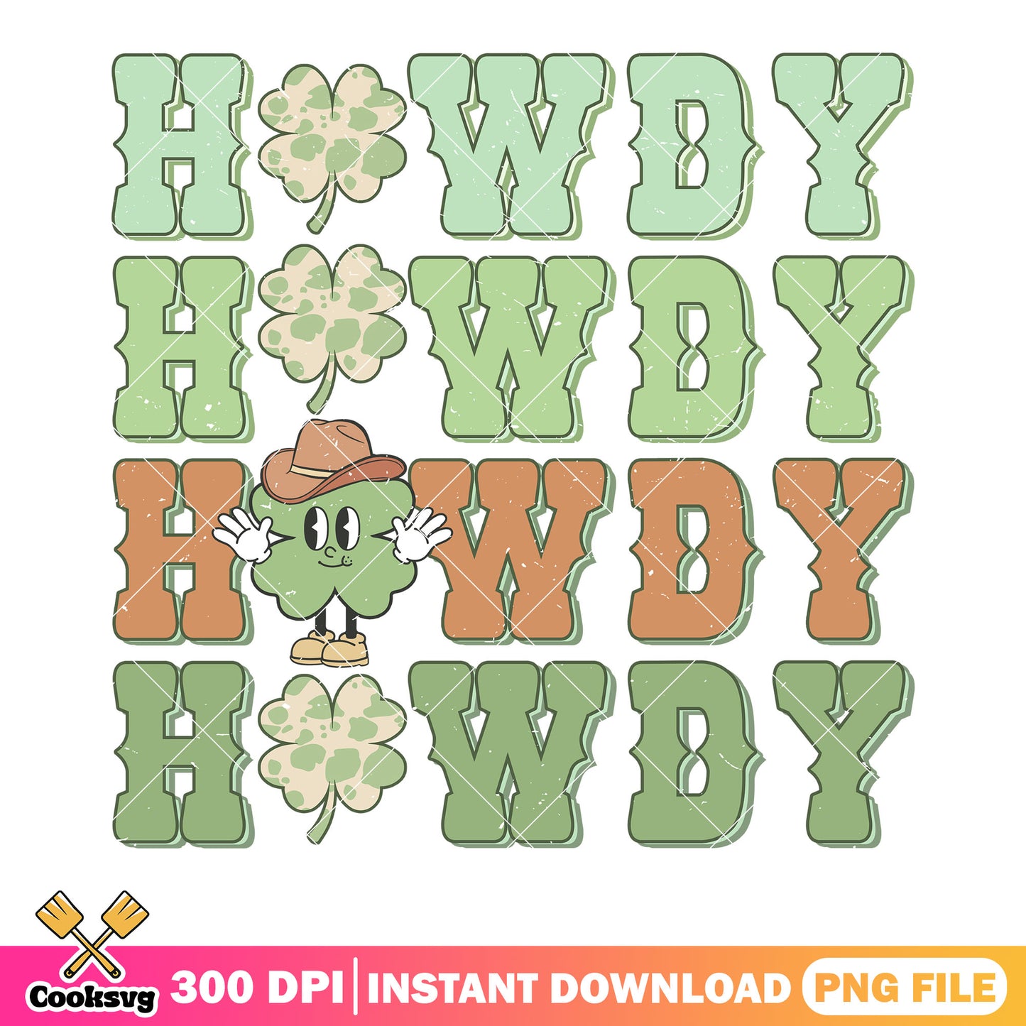 Howdy clover patricks png, four leaf clover png, patricks season png